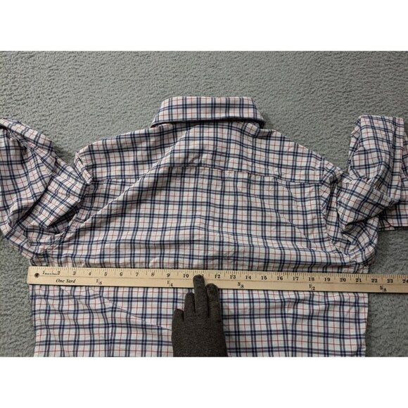 Mizzen and Main Shirt Mens Large Trim Monaco Dress Blue Red Plaid Performance - Picture 7 of 11